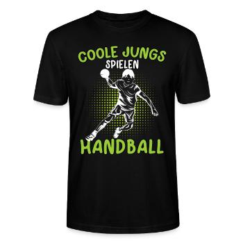 Coole Jungs spielen Handball Handballer - Stanley/Stella Unisex Bio-T-Shirt CRAFTER - Schwarz - Vorne - Alina (178cm) & Michal (187cm)