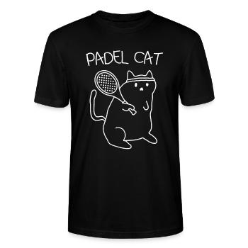 Padelspieler Padeltennis Katze Padel - Stanley/Stella Unisex Bio-T-Shirt CRAFTER - Schwarz - Vorne - Alina (178cm) & Michal (187cm)