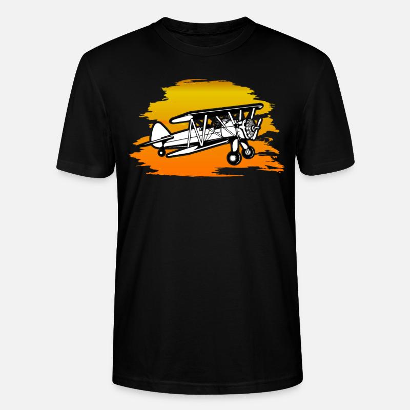 Doppeldecker Flugzeug Pilot Fluglehrer Geschenk - Stanley/Stella Unisex Bio-T-Shirt CRAFTER - Schwarz