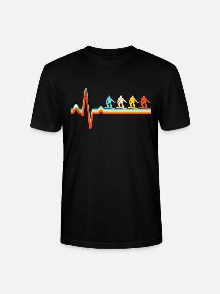 Snowboarding Retro Heartbeat - Stanley/Stella CRAFTER Unisex Organic T-Shirt - black