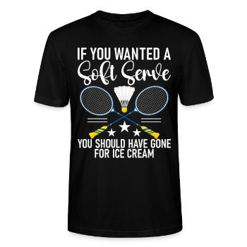 Badminton Lustiger Spruch Herren Badminton Design - Stanley/Stella Unisex Bio-T-Shirt CRAFTER - Schwarz - Vorne - Alina (178cm) & Michal (187cm)