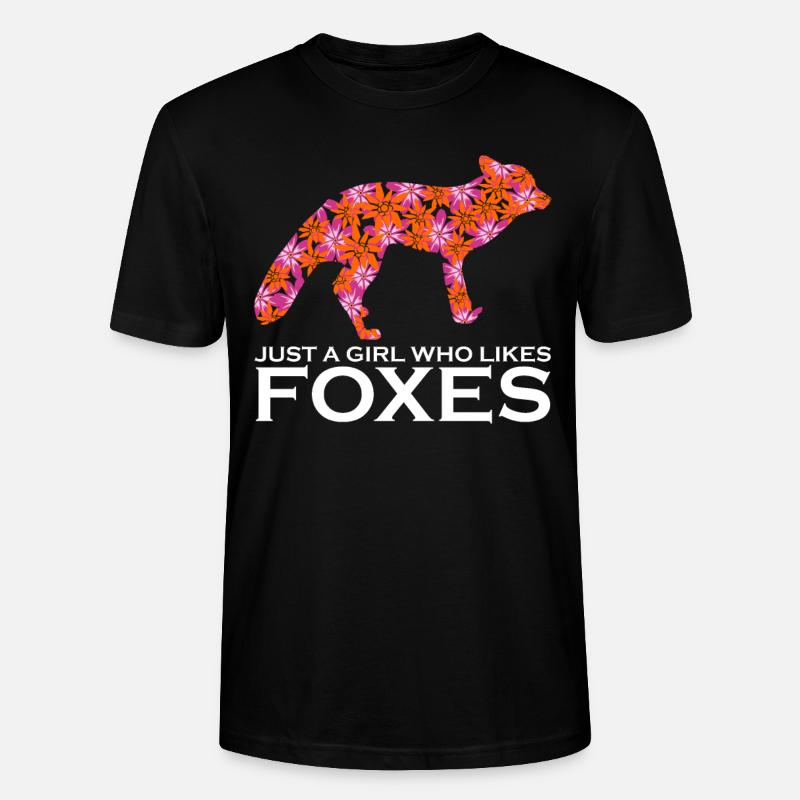 Fuchs mit Blumen - Stanley/Stella Unisex Bio-T-Shirt CRAFTER - Schwarz