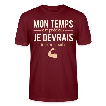 Mon Temps Est Précieux Corps De Rêve Humour - T-shirt bio CRAFTER Stanley Stella Unisexe - bordeaux - Devant - Alina (178cm) & Michal (187cm)