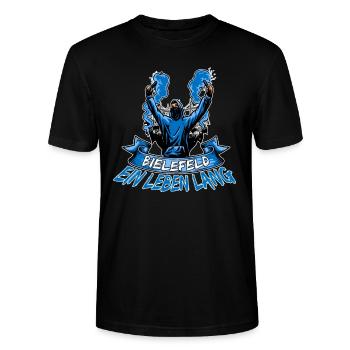 Bielefeld ein Leben lang - Stanley/Stella Unisex Bio-T-Shirt CRAFTER - Schwarz - Vorne - Alina (178cm) & Michal (187cm)
