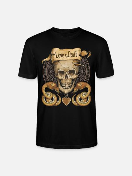 Skull, snakes, love-and-death, saying - Stanley/Stella CRAFTER Unisex Organic T-Shirt - black