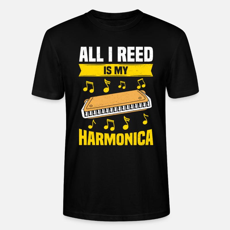 harmonica funny - Stanley/Stella CRAFTER Unisex Organic T-Shirt - black