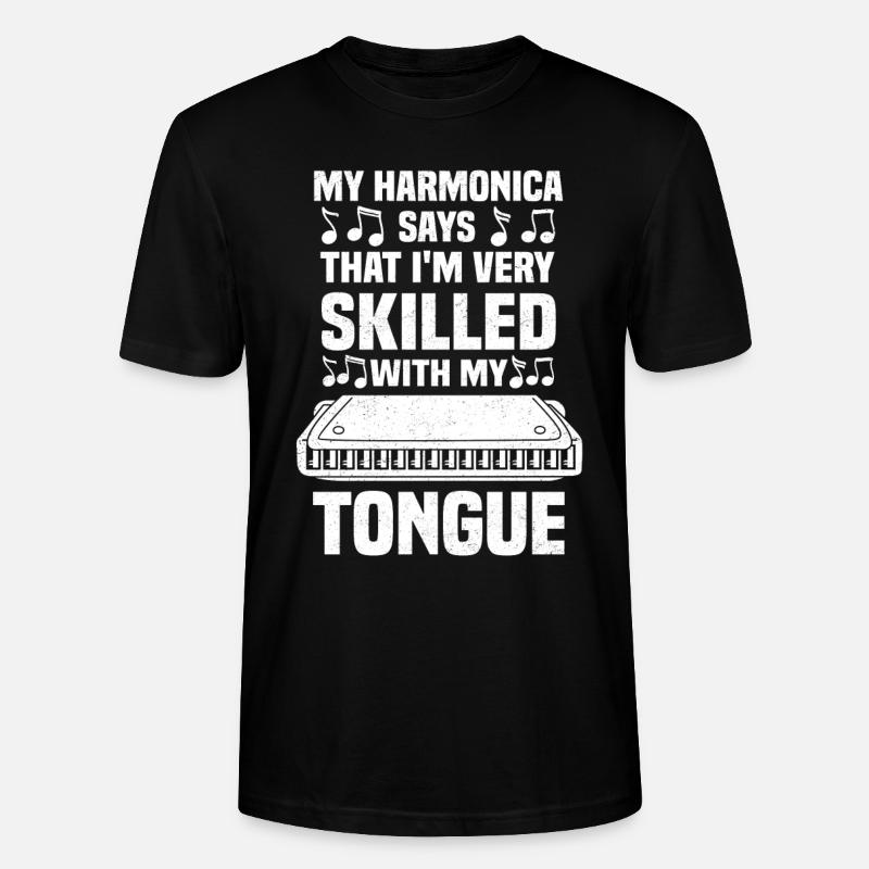 Harmonica Funny harmonica player - Stanley/Stella CRAFTER Unisex Organic T-Shirt - black