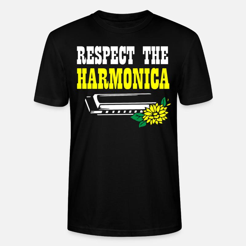 Harmonica player, Harmonica music - Stanley/Stella CRAFTER Unisex Organic T-Shirt - black