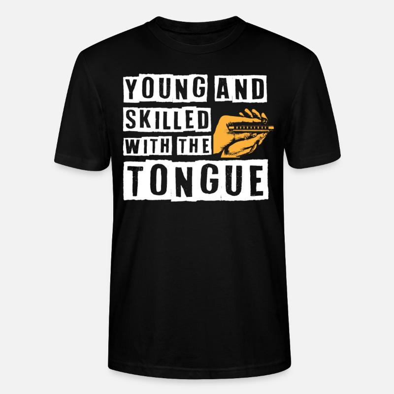 Harmonica player, Harmonica music - Stanley/Stella CRAFTER Unisex Organic T-Shirt - black