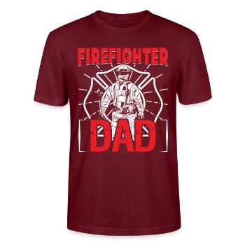 Feuerwehrmann Firefighter Dad Feuerwehr Brigade - Stanley/Stella Unisex Bio-T-Shirt CRAFTER - Burgunderrot - Vorne - Alina (178cm) & Michal (187cm)