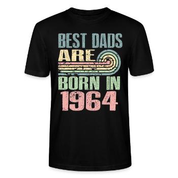 The best fathers were born in 1964, 59 years old, - Stanley/Stella CRAFTER Unisex Organic T-Shirt - black - Front - Alina (178cm) & Michal (187cm)