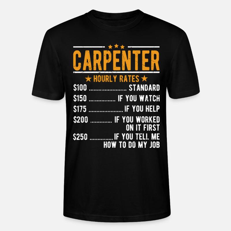 Salaire horaire du charpentier - T-shirt bio CRAFTER Stanley Stella Unisexe - noir