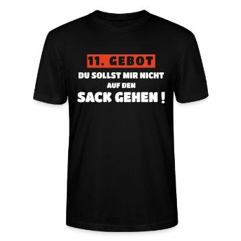 11. Gebot - Du Sollst Mir Nicht Auf Den Sack - Stanley/Stella Unisex Bio-T-Shirt CRAFTER - Schwarz - Vorne - Alina (178cm) & Michal (187cm)