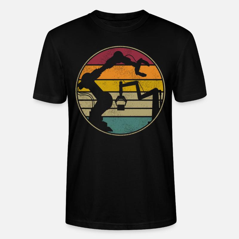 Robot Robotics Engineer Retro - Stanley/Stella Unisex Bio-T-Shirt CRAFTER - Schwarz