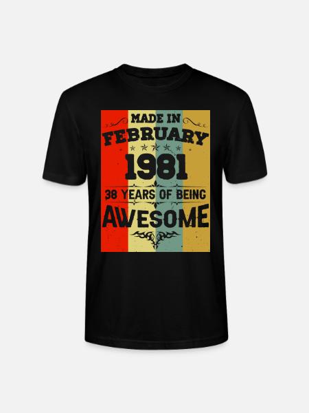 Anniversaire millésime février 1981 - T-shirt bio CRAFTER Stanley Stella Unisexe - noir