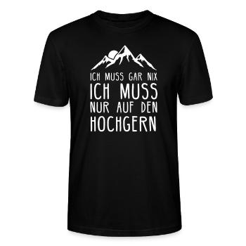 Hochgern I Wandern Klettern Bergsteiger Motiv - Stanley/Stella Unisex Bio-T-Shirt CRAFTER - Schwarz - Vorne - Alina (178cm) & Michal (187cm)
