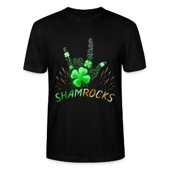 Trèfle trèfle Sham Rocks Signe De Cornes St - T-shirt bio CRAFTER Stanley Stella Unisexe - noir - Devant - Alina (178cm) & Michal (187cm)
