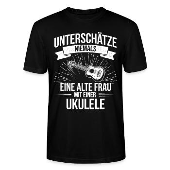 Ukulele Ukulele-Spieler Ukulelist - Stanley/Stella Unisex Bio-T-Shirt CRAFTER - Schwarz - Vorne - Alina (178cm) & Michal (187cm)
