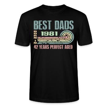 Les meilleurs pères sont nés en 1981, à l’âge de 42 ans, - T-shirt bio CRAFTER Stanley Stella Unisexe - noir - Devant - Alina (178cm) & Michal (187cm)