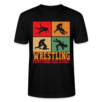 Wrestling Ringen Ringer - Stanley/Stella Unisex Bio-T-Shirt CRAFTER - Schwarz - Vorne - Alina (178cm) & Michal (187cm)
