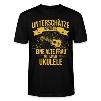 Ukulele Ukulele-Spieler Ukulelist - Stanley/Stella Unisex Bio-T-Shirt CRAFTER - Schwarz - Vorne - Alina (178cm) & Michal (187cm)