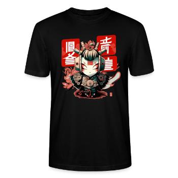 Japon Geisha Robot Japon Robortec Geisha - T-shirt bio CRAFTER Stanley Stella Unisexe - noir - Devant - Alina (178cm) & Michal (187cm)