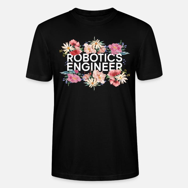 Robot Robotics Engineer Flower - Stanley/Stella CRAFTER Unisex Organic T-Shirt - black