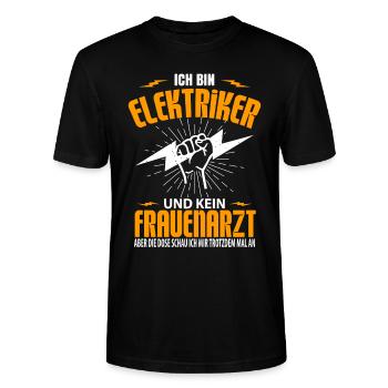 Elektriker elektroinstallateur elektrizität - Stanley/Stella Unisex Bio-T-Shirt CRAFTER - Schwarz - Vorne - Alina (178cm) & Michal (187cm)