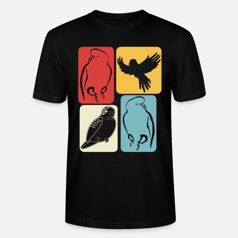 Budgerigar Rétro Budgerigars - T-shirt bio CRAFTER Stanley Stella Unisexe - noir