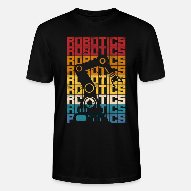 Robot Robotics Engineer Retro - Stanley/Stella CRAFTER Unisex Organic T-Shirt - black