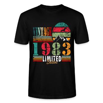 Retro-Geburtstagsjahr Jahrgang 1983 - Stanley/Stella Unisex Bio-T-Shirt CRAFTER - Schwarz - Vorne - Alina (178cm) & Michal (187cm)