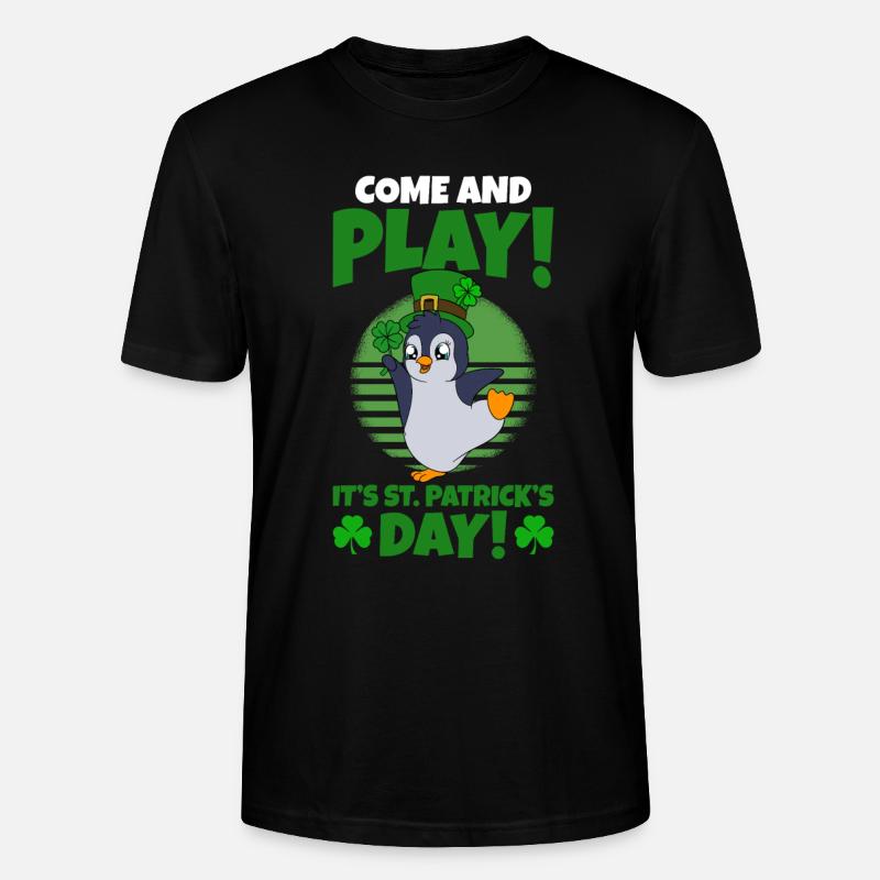 Manchot mignon Trèfle Saint-Patrick Pingouin - T-shirt bio CRAFTER Stanley Stella Unisexe - noir