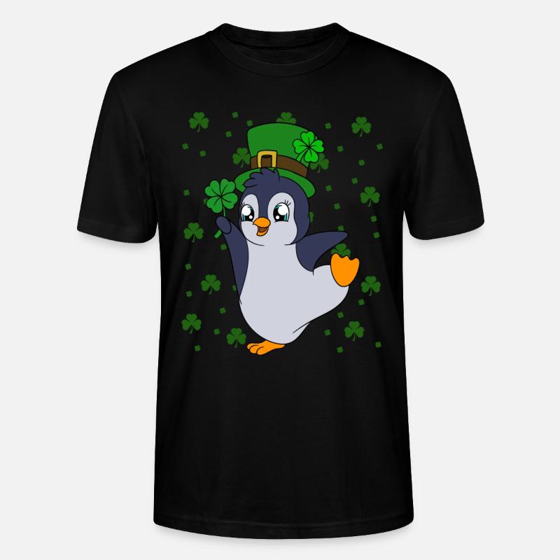 Manchot mignon Trèfle Saint-Patrick Pingouin - T-shirt bio CRAFTER Stanley Stella Unisexe - noir