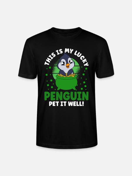 Manchot mignon Trèfle Saint-Patrick Pingouin - T-shirt bio CRAFTER Stanley Stella Unisexe - noir