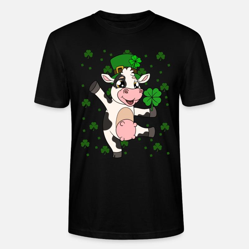 Mignon trèfle de vache Saint-Patrick - T-shirt bio CRAFTER Stanley Stella Unisexe - noir