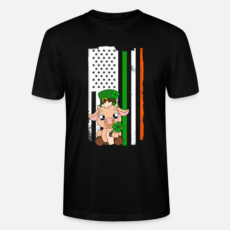 Mignon trèfle de vache Saint-Patrick - T-shirt bio CRAFTER Stanley Stella Unisexe - noir