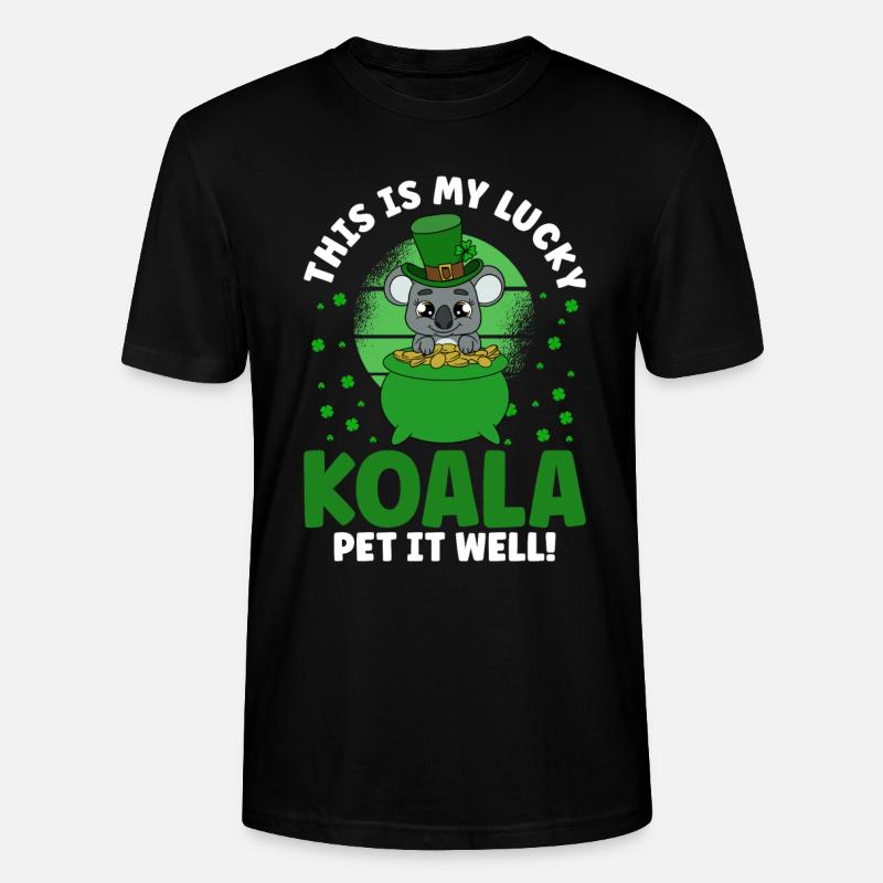 Mignon koala avec chapeau Saint-Patrick - T-shirt bio CRAFTER Stanley Stella Unisexe - noir