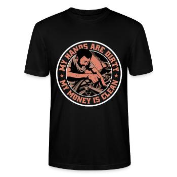 My Hands Are Dirty, My Money Is Clean 19 - Stanley/Stella CRAFTER Unisex Organic T-Shirt - black - Front - Alina (178cm) & Michal (187cm)
