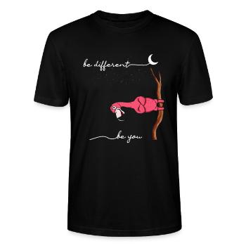 Be Different Flamingo Be You Autism Flamingo - Stanley/Stella Unisex Bio-T-Shirt CRAFTER - Schwarz - Vorne - Alina (178cm) & Michal (187cm)