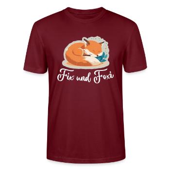 Fix und Foxi Fuchs Spruch Schlafshirt Kuscheln - Stanley/Stella Unisex Bio-T-Shirt CRAFTER - Burgunderrot - Vorne - Alina (178cm) & Michal (187cm)