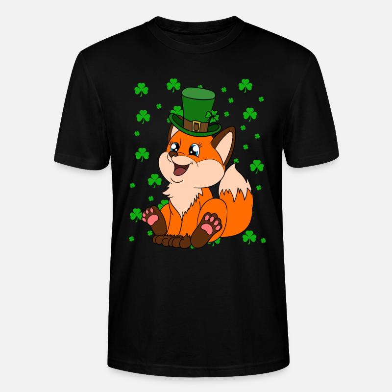 Mignon trèfle renard Saint-Patrick - T-shirt bio CRAFTER Stanley Stella Unisexe - noir