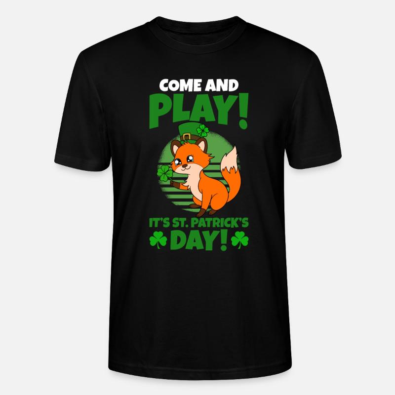 Mignon trèfle renard Saint-Patrick - T-shirt bio CRAFTER Stanley Stella Unisexe - noir