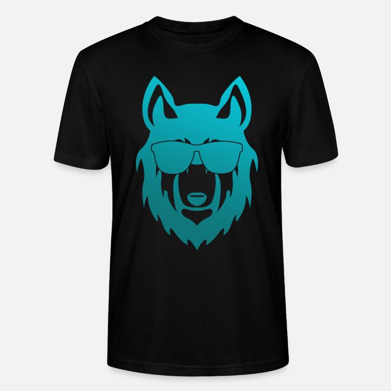 Wolf mit Sonnenbrille - Stanley/Stella Unisex Bio-T-Shirt CRAFTER - Schwarz