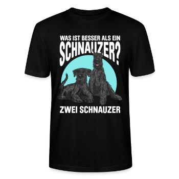 Was ist besser als ein Schnauzer? Zwei Schnauzer - Stanley/Stella Unisex Bio-T-Shirt CRAFTER - Schwarz - Vorne - Alina (178cm) & Michal (187cm)