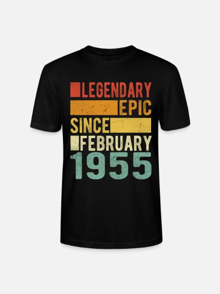 Anniversaire février 1955 Épopée légendaire - T-shirt bio CRAFTER Stanley Stella Unisexe - noir