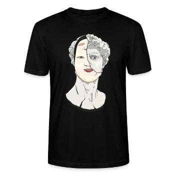 Angura Kei Masque Nô Esthétique Japonaise Foncée - T-shirt bio CRAFTER Stanley Stella Unisexe - noir - Devant - Alina (178cm) & Michal (187cm)