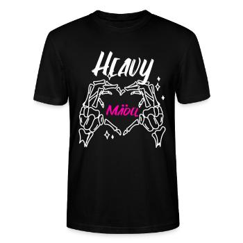 Heavy Mädel Heavy Mädl Heavy Metal Metalfan Rocker - Stanley/Stella Unisex Bio-T-Shirt CRAFTER - Schwarz - Vorne - Alina (178cm) & Michal (187cm)