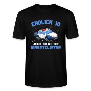 Polizei 10. Geburtstag Junge Polizei - Stanley/Stella Unisex Bio-T-Shirt CRAFTER - Schwarz - Vorne - Alina (178cm) & Michal (187cm)