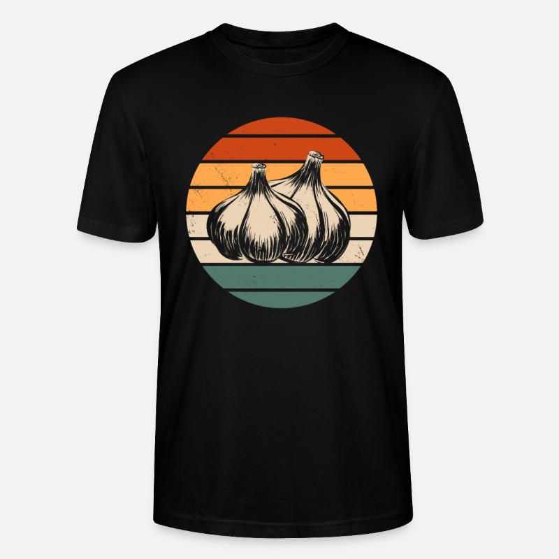 Retro Knoblauch Design - Stanley/Stella Unisex Bio-T-Shirt CRAFTER - Schwarz