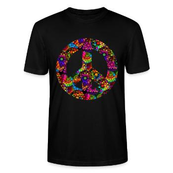 Hippie Festival Liebe Vintage Friedenszeichen - Stanley/Stella Unisex Bio-T-Shirt CRAFTER - Schwarz - Vorne - Alina (178cm) & Michal (187cm)